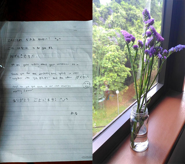 生徒からもらったお花と手紙の写真2