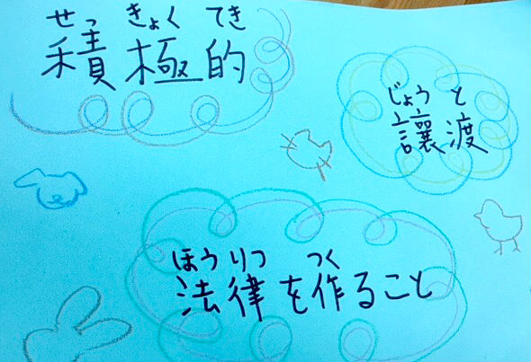 日本語パートナーズ 台湾 台北 テーマから考えた日本語を書いた紙の写真