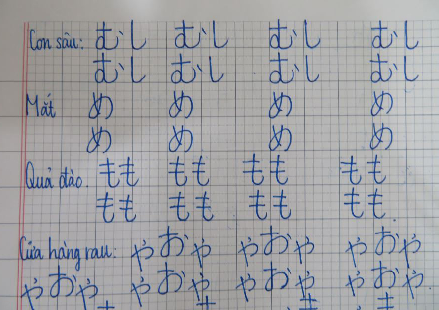 生徒が書いた日本語練習ノートの写真2