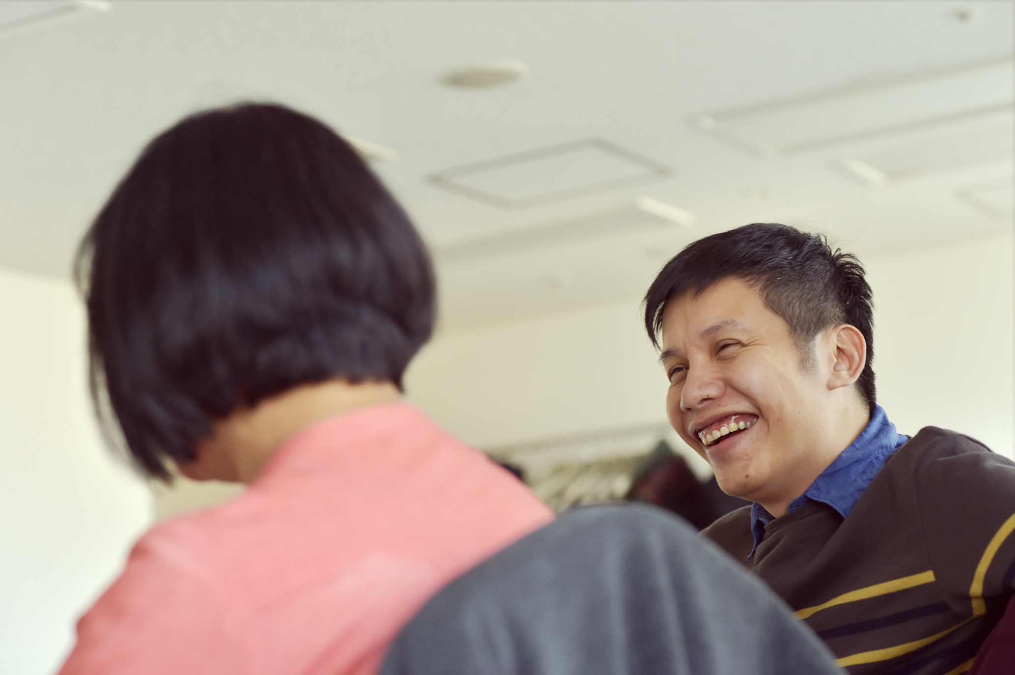 A photo of Mr.Mark Teh and Ms.June Tan during interview