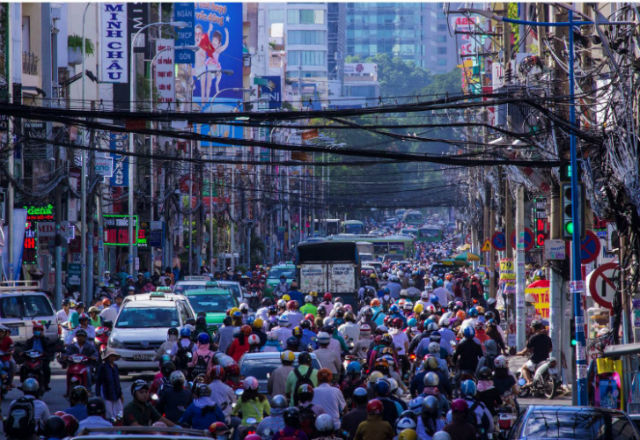 ヴホーチミン市の道路の様子の写真