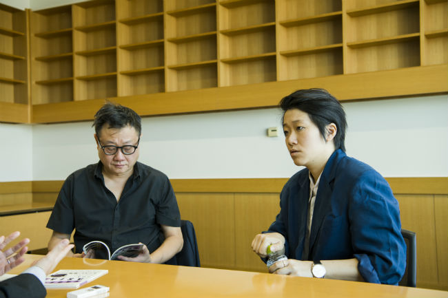 A photo of Eric Khoo and Kirsten Tan during the interview
