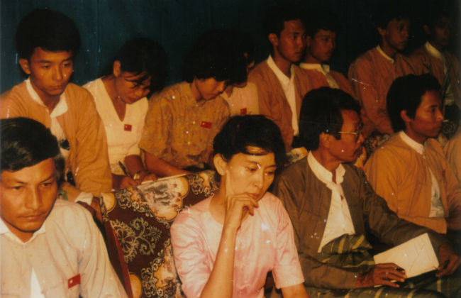 A photo of Dr.Ma Thida Participated to democracy movement with Aung San Suu Kyi