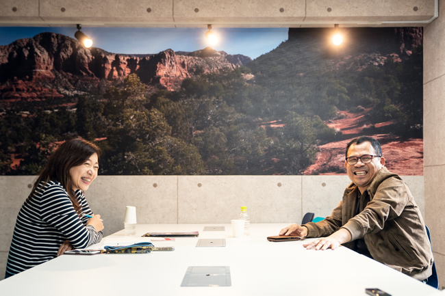 A photo of Mr. Nugroho and Miss. Yui during interview 1